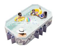 Piscine pliable rectangulaire hors sol pour l'extérieur familiale avec bouchon de vidange et trou de vidange, facile à assembler (220 cm)