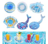 Piscine Porte Boisson, Saijer Porte Boisson Gonflable Kit de Porte Gobelet Gonflable Porte Gobelets Gonflables Dessous de Verre Gonflables Mignonne Porte Boissons pour Enfants et Fête de Piscine 6 Pcs