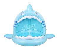 Piscine pour Bébé, Pataugeoire Gonflable Requin pour Jeunes Enfants avec Jet d'eau et Auvent, Aire de Jeux pour Intérieur Extérieur Tente Piscine Pliable Bebe