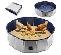 Piscine pour chien - Baignoire pour poules - Pliable - En PVC résistant aux rayures - 80 × 20 cm - Bain de poussière pour poules - Pliable - Réglable - Convient pour tous les petits animaux - Gris