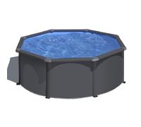 Gre KIT300GY Louko - Piscine Hors-Sol en Acier, Piscine Ronde avec Structure en Acier Gris Anthracite. Piscines Hors-Sol pour Jardin, Ø300x120 cm