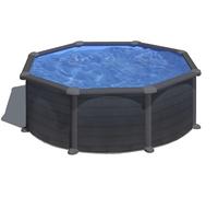 Piscine ronde acier Ø3.70m x H: 1.32m - Gris anthracite - Filtration à sable