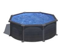 Piscine ronde acier Ø3.70m x H: 1.32m - Gris anthracite - Filtration à sable