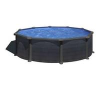 Piscine ronde acier Ø4,80m x H: 1,22m - Gris anthracite - Filtration à sable Gris G