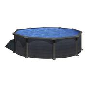 Piscine ronde acier Ø4.80m x H: 1.32m - Gris anthracite - Filtration à sable Gris G