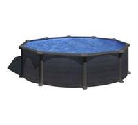 Piscine ronde acier Ø4.80m x H: 1.32m - Gris anthracite - Filtration à sable Gris G