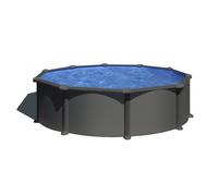 Piscine ronde acier Ø3.70m x H: 1.32m - Gris anthracite - Filtration à sable