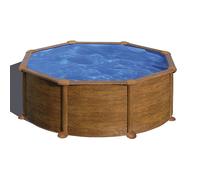 Piscine ronde acier Gre Mauritius imitation bois - Ø 3,50 x 1,32 m