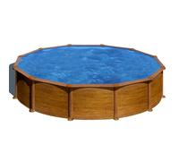 Piscine ronde acier Gre Mauritius imitation bois - Ø 5,50 x 1,32 m