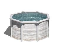 Piscine ronde acier Pools Ø2,60m x H: 1,22m - Imitation bois Nordique