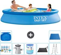 Piscine ronde gonflable Easy Set d'Intex - 305 x 61 cm - bleue - livrée avec kit de maintenance - pompe de filtration pour piscine - filtre - tapis solaire - échelle - pédiluve