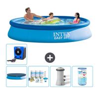 Piscine ronde gonflable Easy-Set d'Intex - 366 x 76 cm - bleue - fournie avec la couverture - kit d'entretien - pompe de filtration pour piscine - filtre - pompe à chaleur