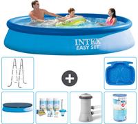 Piscine ronde gonflable Easy-Set d'Intex - 366 x 76 cm - bleue - livrée avec couverture - kit d'entretien - pompe de filtration pour piscine - filtre - échelle - pédiluve
