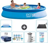 Piscine ronde gonflable Easy-Set d'Intex - 366 x 76 cm - bleue - livrée avec voile pare-soleil - kit d'entretien - pompe de filtration pour piscine - filtre - tapis de sol - tapis solaire