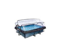 Piscine Stone 220x150x65cm avec pompe filtrante et dôme - grise