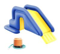 Piscine Toboggan Gonflable avec Pompe à Pied Anti-basculement Bleu