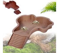 Piscine Tortue De Terre,Piscine Tortue Terrestre Mangeoire,Plat d'eau Bassin pour Tortue De Piscine avec Rampe, Abreuvoir Tortue Terrestre, 35x28,5x4,3cm, pour Tortues, LéZards Et Gecko-B