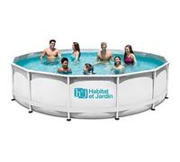 Habitat et Jardin - Piscine Tubulaire Ronde Elite Ø 4,88 x H 1,22 m - Filtration à Cartouche 5,29 m3/h - Piscine de Jardin Hors Sol - Bâche 4 Saisons, Echelle de Sécurité et Tapis de Sol