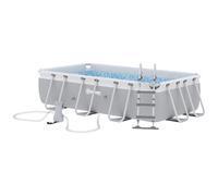 Piscine tubulaire hors sol 5 personnes avec accessoires dim. 425L x 230l x 101H cm acier PVC gris bleu