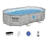 Kit Piscine hors sol tubulaire BESTWAY - Power Steel™ - 488 x 305 x 107 cm - Ovale - (Filtre à sable, bâche, échelle)