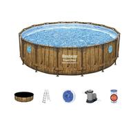 Kit Piscine hors sol tubulaire BESTWAY - Power Steel™ - 488 x 122 cm - Ronde (filtre à cartouche, bâche, échelle)
