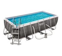 Piscine tubulaire rectangle power steel 4.04 x 2.01 x h.1.00 m - motif rotin gris