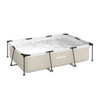 Outsunny Piscine Tubulaire Rectangulaire - 316x238x66,5cm avec Pompe de Filtration - Piscine Hors Sol Famille 3701L en PVC Triple Couche, Structure Stable Antirouille, Gris