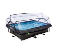 Piscine tubulaire rectangulaire - EXIT - Black Wood - 300x200x65cm - Pompe filtrante - Dôme