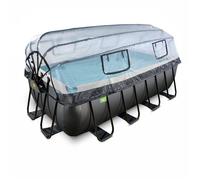 Piscine Tubulaire Rectangulaire - EXIT Toys - Black Leather - 400x200x122cm - Pompe Filtrante - Dôme