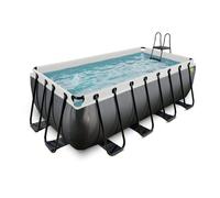Piscine Tubulaire Rectangulaire - EXIT Toys - Black Leather - 400x200x122cm - Pompe Filtrante - Noir