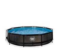 Piscine Tubulaire Ronde - EXIT - Black Wood - ø360x76cm - Pompe Filtrante - Noir