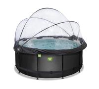 Piscine Tubulaire Ronde - EXIT TOYS - Black Leather - ø360x122cm - Pompe Filtrante à Sable - Dôme Inclus