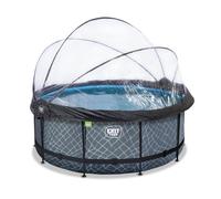 Piscine tubulaire ronde - EXIT Toys - Stone ø360x122cm - Pompe à sable - Dôme - Pompe à chaleur
