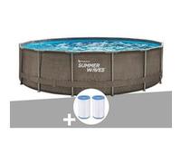 Piscine tubulaire Summer Waves Active Frame Pool ronde effet rotin 4,57 x 1,06 m + 6 cartouches de filtration G