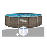 Piscine tubulaire Summer Waves Active Frame Pool ronde effet rotin 4,57 x 1,06 m + 6 cartouches de filtration