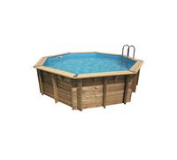 Piscine Ubbink bois Océa - Ø 430 x H 120 cm (Filtre à sable) - Liner bleu 75/100 ème