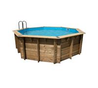 Piscine en BOIS OCEA diam 580 x 130 cm - Liner gris