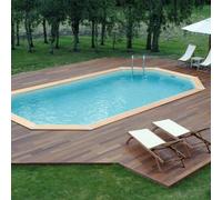 Piscine Ubbink bois Océa - 610 x 400 x H 130 cm (Filtre à sable) - Liner bleu 75/100 ème