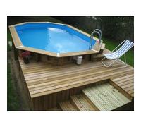 Piscine en bois design 300 x 490 - Sunwater Beige Sans bâche