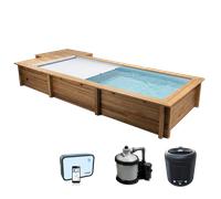 Piscine urbaine en bois Procopi - BWT Pool 6 x 2,50 x 1,33 m - Couverture Automatique, Coffre, Filtration à sable, Chauffage et Coffret Connecté