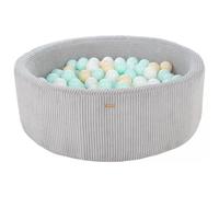 My Velinda Piscine à balles ronde 90 cm velours côtelé 300 balles – Gris/Blanc, Cappuccino, Menthe