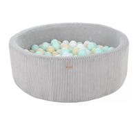 My Velinda Piscine à balles ronde velours côtelé 90 cm – 200 balles – Gris/Blanc, Cappuccino, Menthe