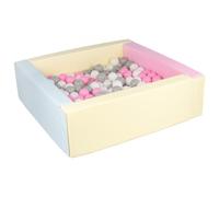 Piscine À Balles Carrée Avec 200 Balles - Rose, Bleu, Jaune (Pastel)/Blanc,Rose Clair,Gris