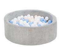 My Velinda Piscine à balles ronde 90 cm velours côtelé 300 – gris/blanc/bleu clair/cappuccino