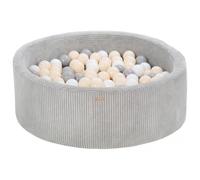 Piscine à balles ronde en velours côtelé avec 200 balles 90 cm (Couleur de la piscine/de balles: gris/blanc, gris, cappuccino)