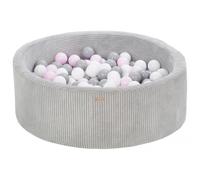 My Velinda – Piscine à balles ronde en velours côtelé 90 cm – 200 balles – gris/rose (pastel)