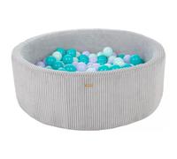My Velinda Piscine à balles ronde en velours côtelé 90cm 200 balles (gris/violet, turquoise, menthe)