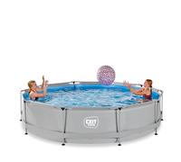 Piscine Wood Ø360x76cm Avec Pompe Filtrante Gris Clair TU