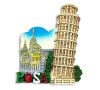 Pise Aimant 3D - Cathédrale et Tour Suspendue - Aimant décoratif pour réfrigérateur et tableau magnétique - Ville souvenir Art et Histoire - 7,5 x 6,5 cm