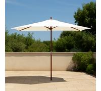 CONCEPT USINE | Parasol Droit en Bois Rectangulaire 3 x 2m | PISE Ecru | Mât en Bois très Tendance | Grande Toile Grise en Polyester 180g/m2 | Idéal pour Jardin, Terrasse, Piscine ou Balcon